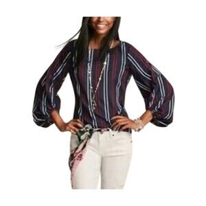 Cabi Womens blouse, Style 5516 3/4 Sleeve Striped Flag Blouse, Size S